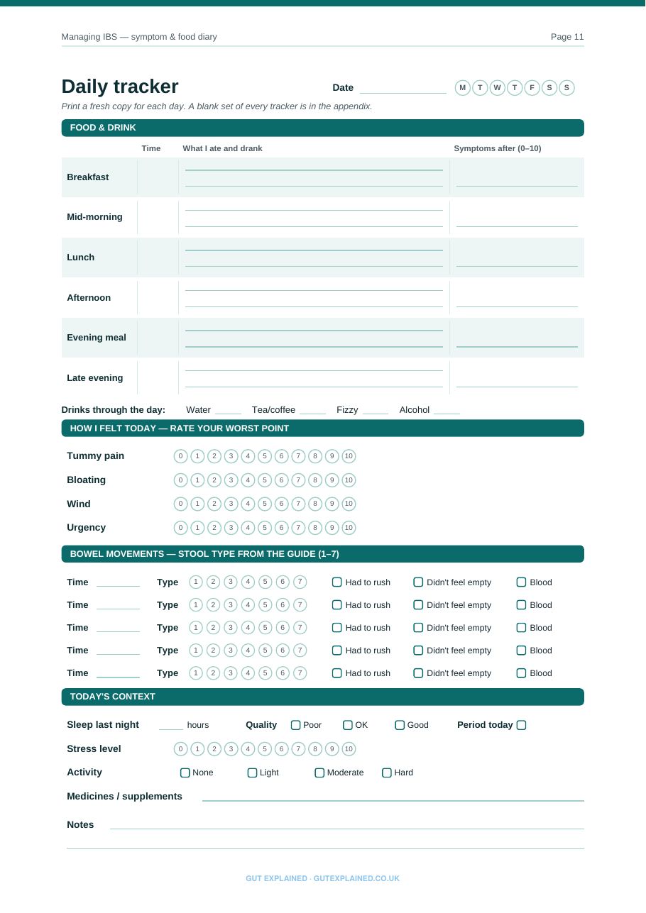 Sample page: Daily tracker