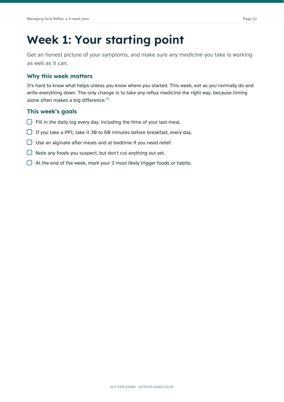 Sample page: Week 1 goals